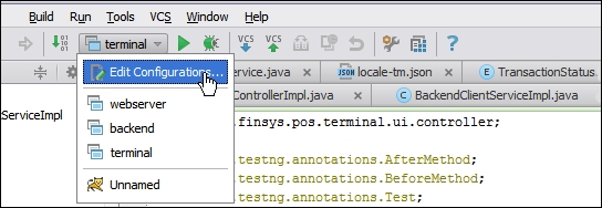 Creating a run/debug configuration for the test