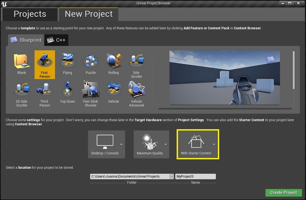 Creating a new project