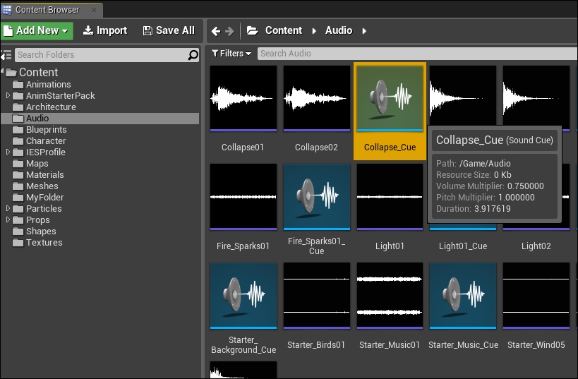 How to open the Sound Cue Editor