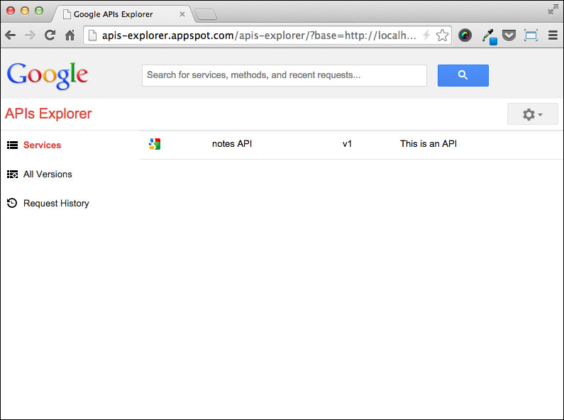 Testing the API with API Explorer