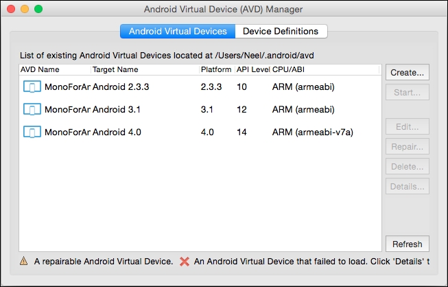 Creating Android Virtual Devices - Xamarin Mobile Application ...