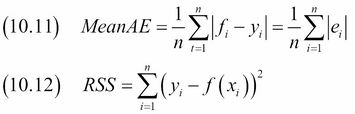 Calculating the mean absolute error and the residual sum of squares
