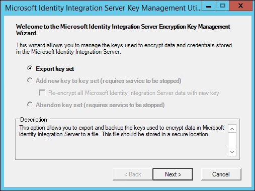 Backing up the synchronization encryption key