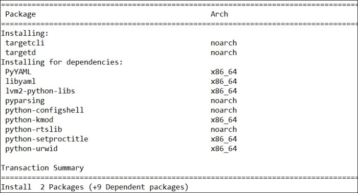 Installing the targetd service and targetcli tools