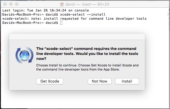 Installing developer tools on Mac OS X