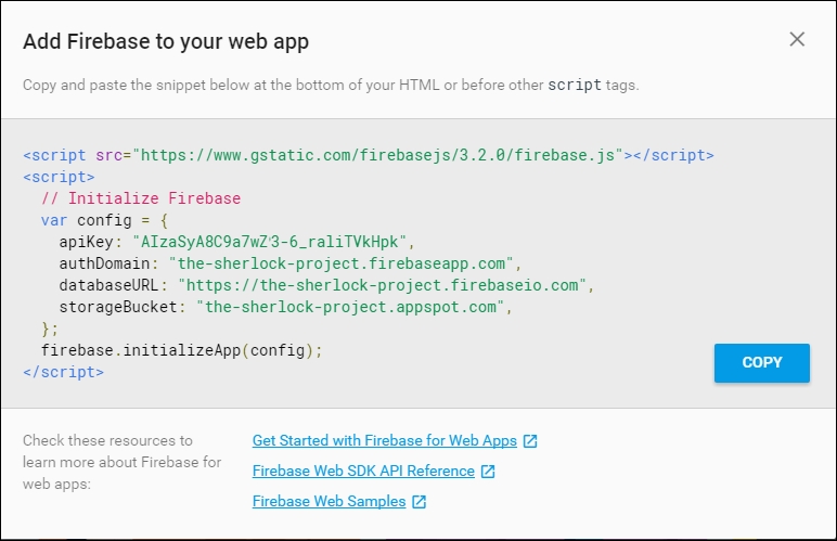 Setting up The Sherlock Project on Firebase