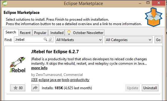 Hot deployment using JRebel