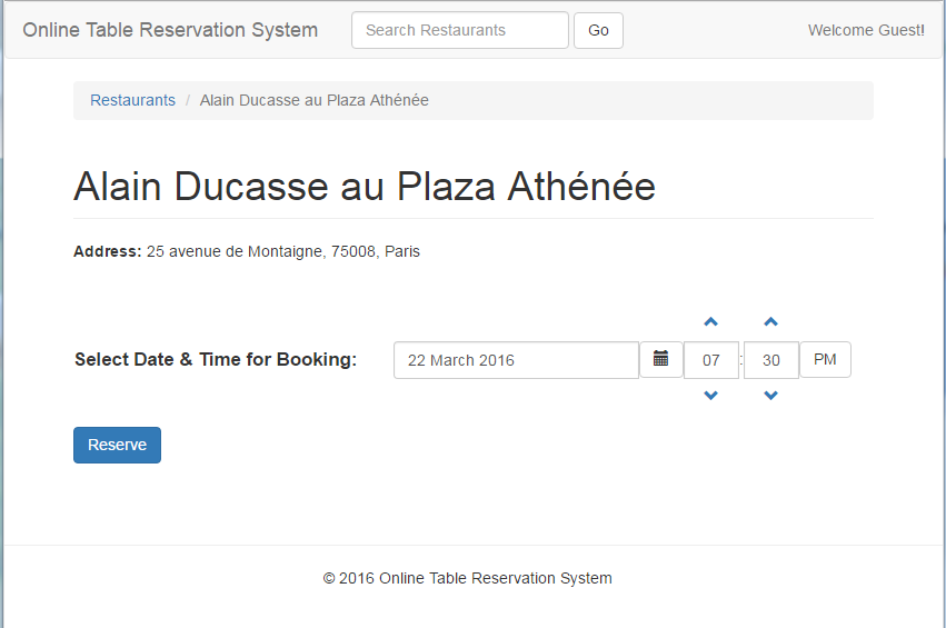 Restaurant details with reservation option - Mastering Microservices ...