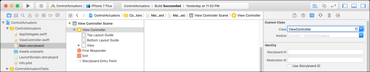 Building the UI for the iOS app that will control an actuator