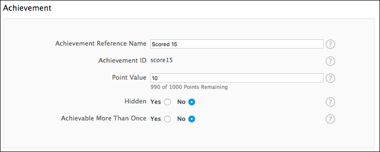 Creating a new achievement in iTunes Connect