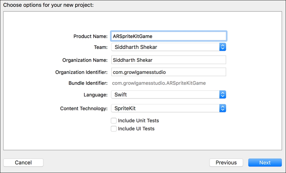 Creating an AR Spritekit project