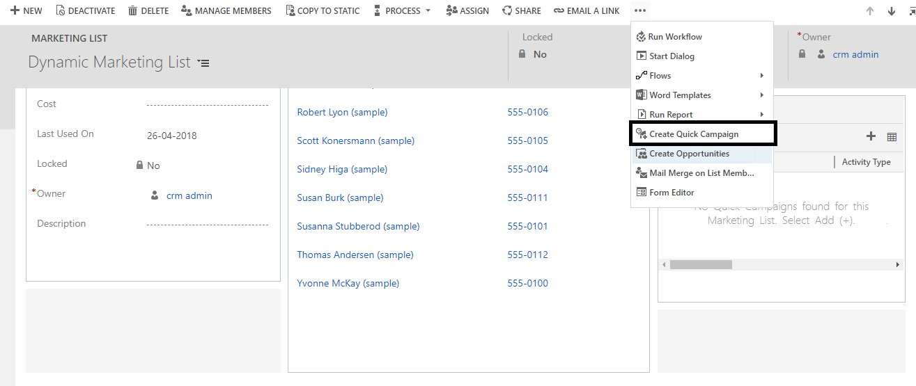 Quick campaigns - Mastering Microsoft Dynamics 365 Customer Engagement ...