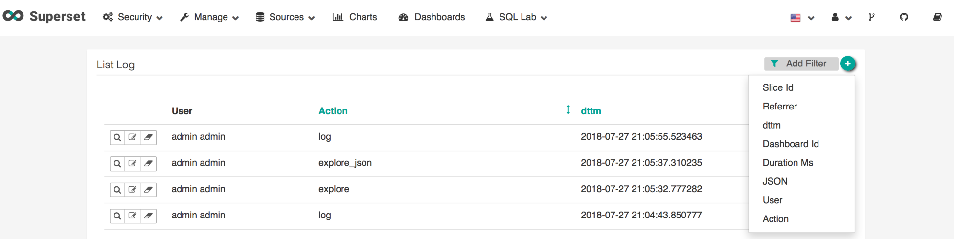 Action log - Apache Superset Quick Start Guide [Book]