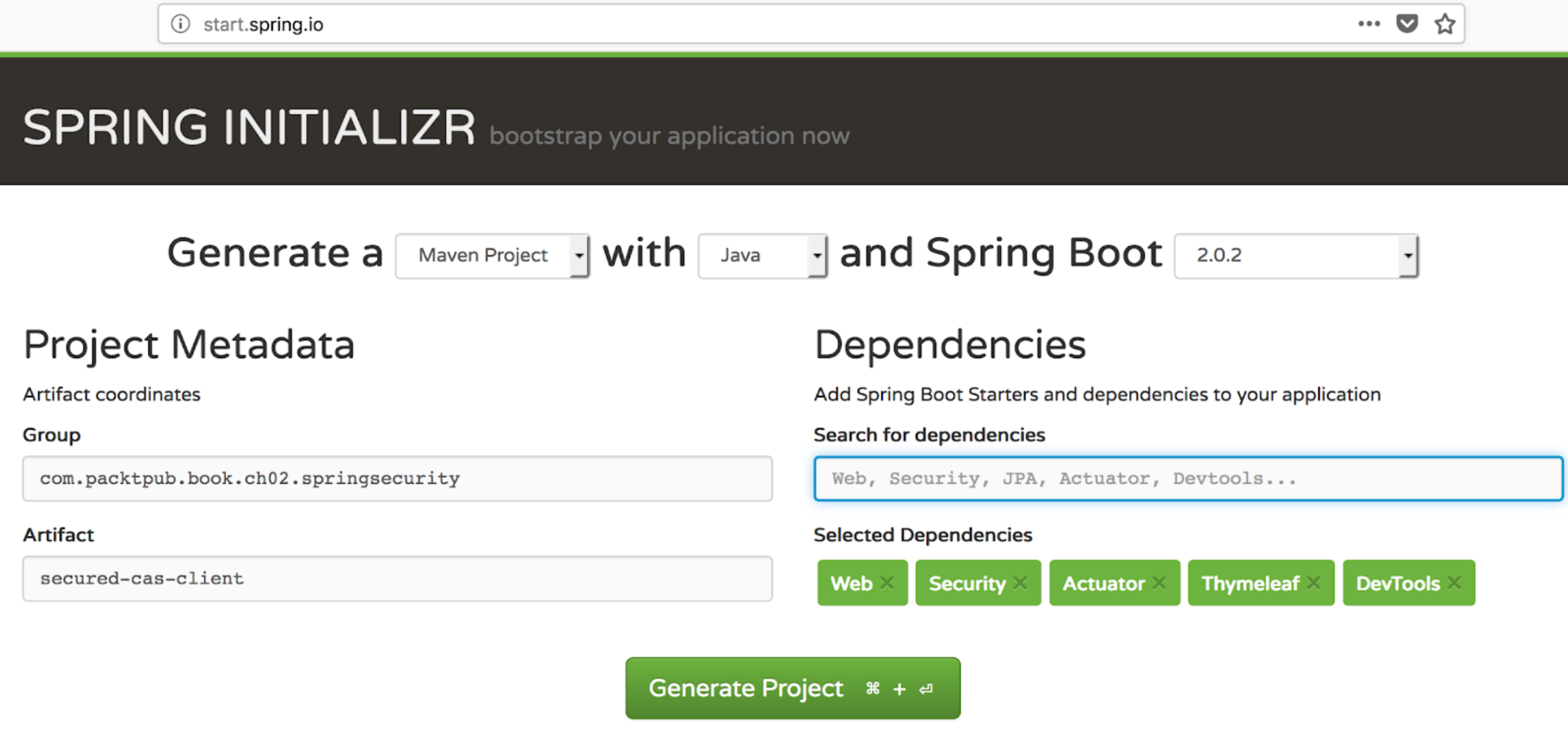 Bootstrap Spring project using Spring Initializr - Hands-On Spring Security  5 for Reactive Applications [Book]