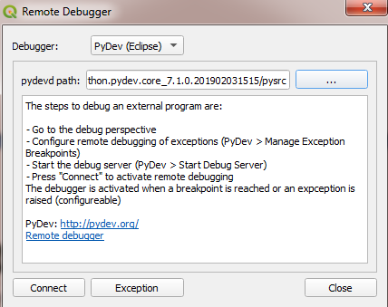 Connecting using the Remote Debug QGIS plugin - Mastering Geospatial ...