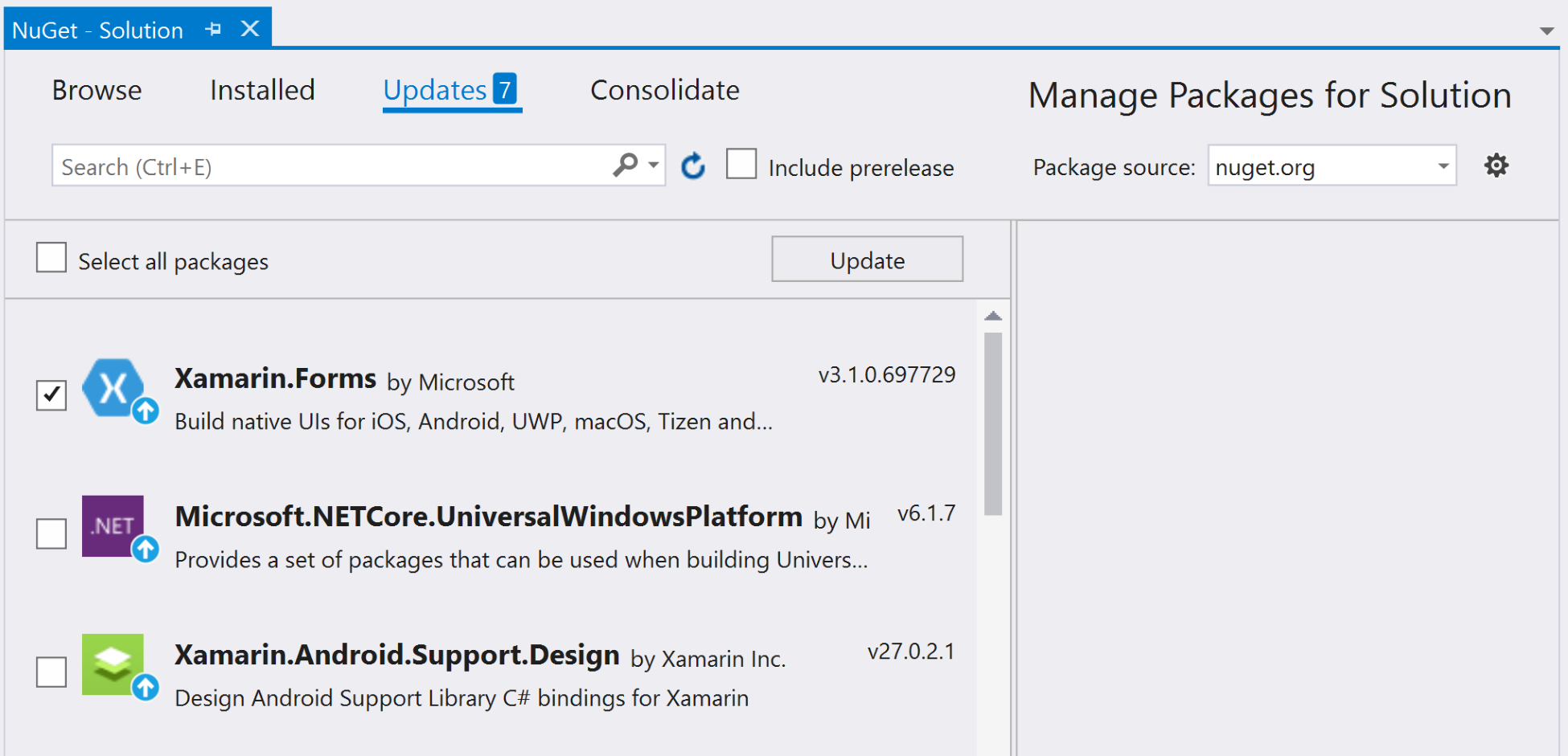 Updating the Xamarin.Forms packages - Xamarin.Forms Projects [Book]