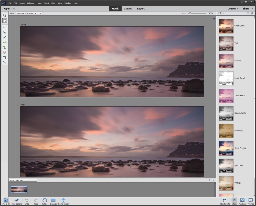 The Quick edit mode - Mastering Adobe Photoshop Elements [Book]
