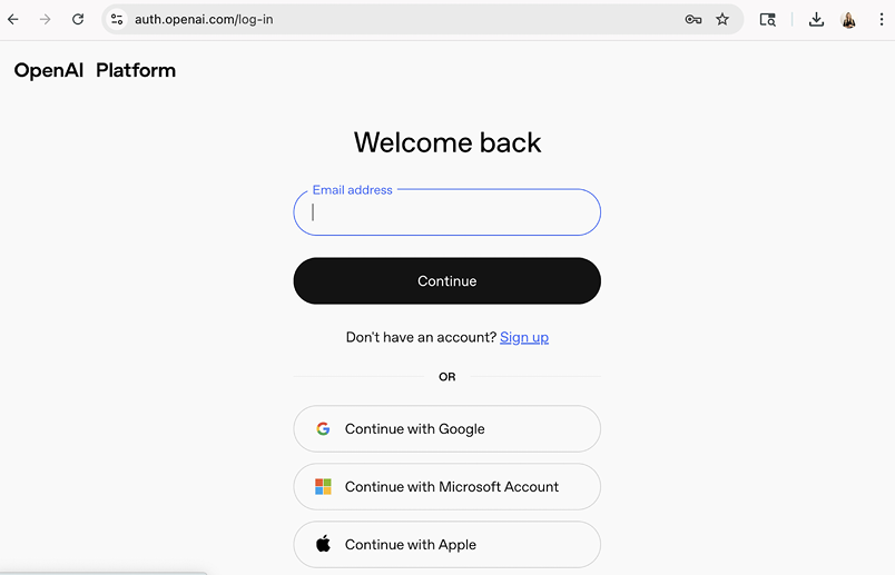 Figure 2: OpenAI platform sign-up page