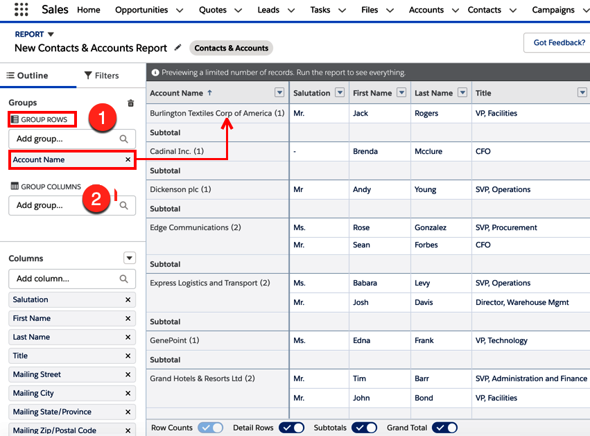 Using grouping to create summary reports - Salesforce for Beginners [Book]