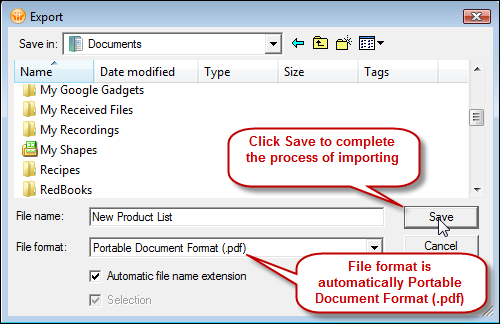 Exporting to PDF
