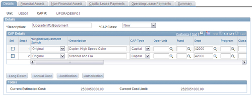 Capital acquisition plans
