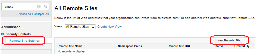 Remote site settings