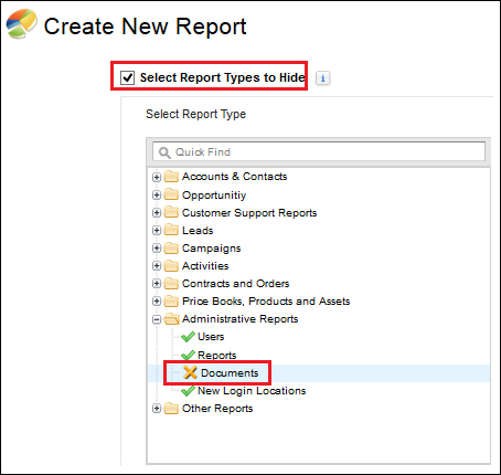 Hiding unused report types
