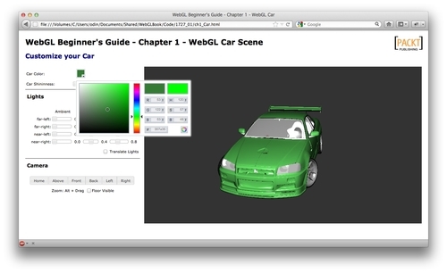 Time for action – visualizing a finished scene - WebGL Beginner's Guide ...