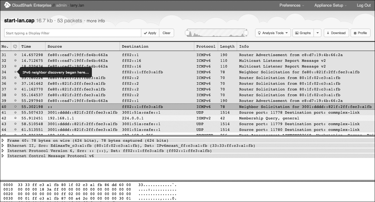 CloudSharkで見たキャプチャファイルのサンプル