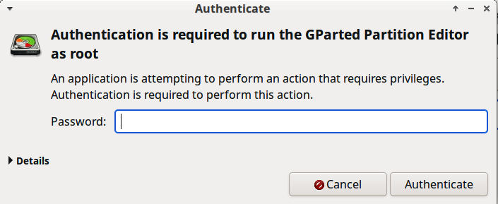 The application launchers asks for a password