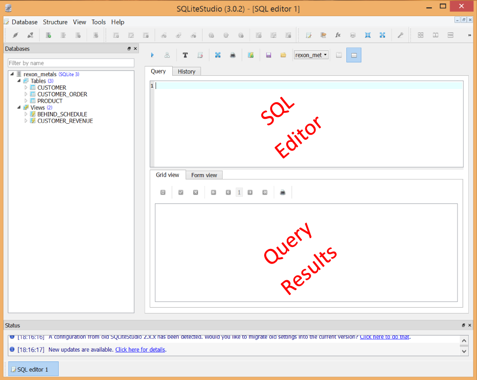 The SQL editor