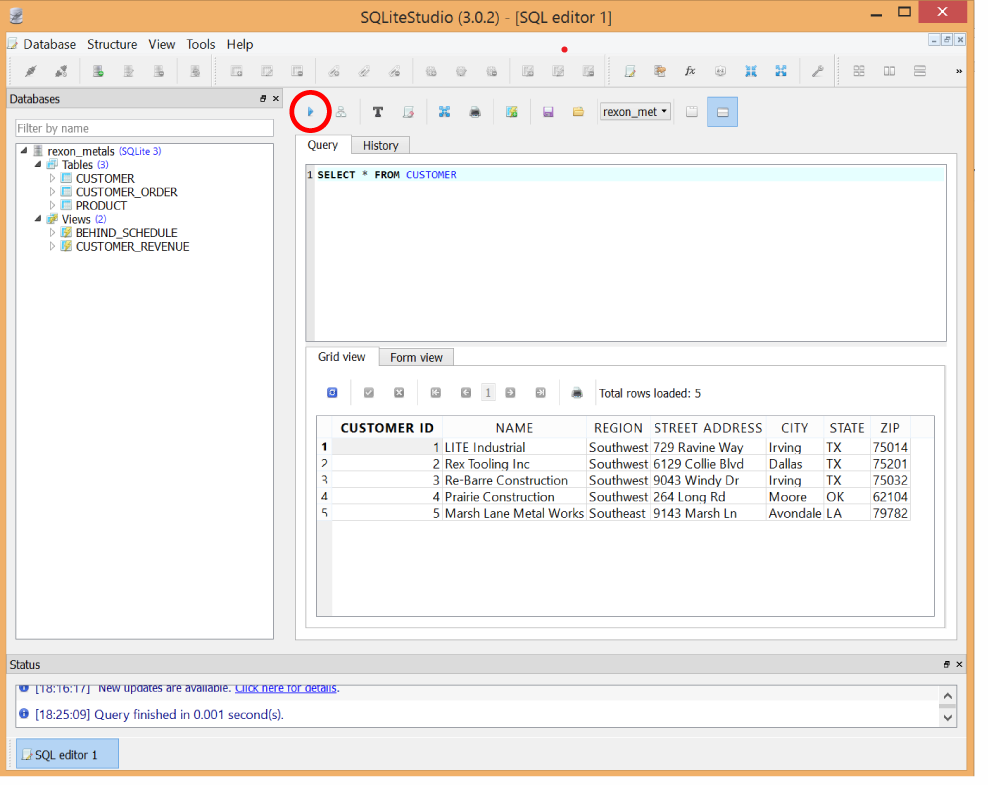 Running a SELECT query