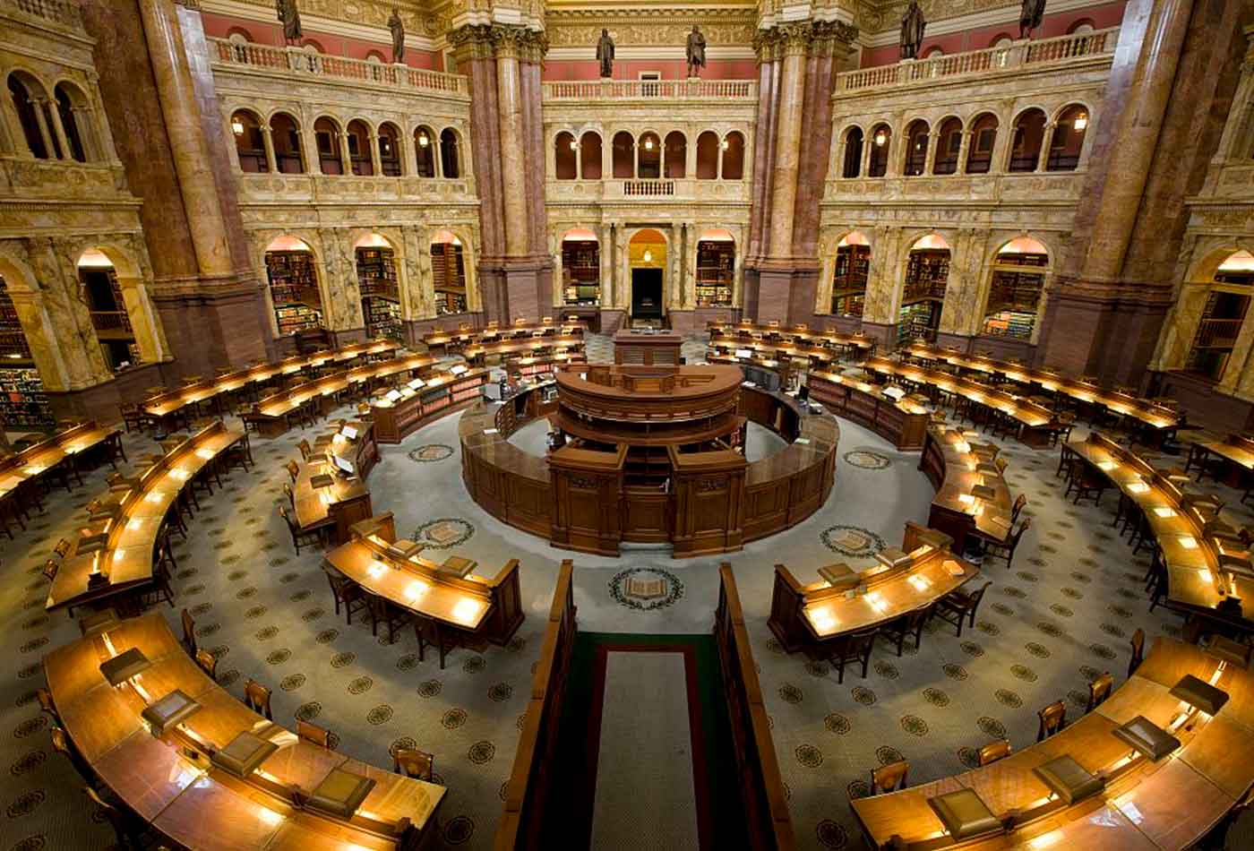 Main reading room at the Library of Congress