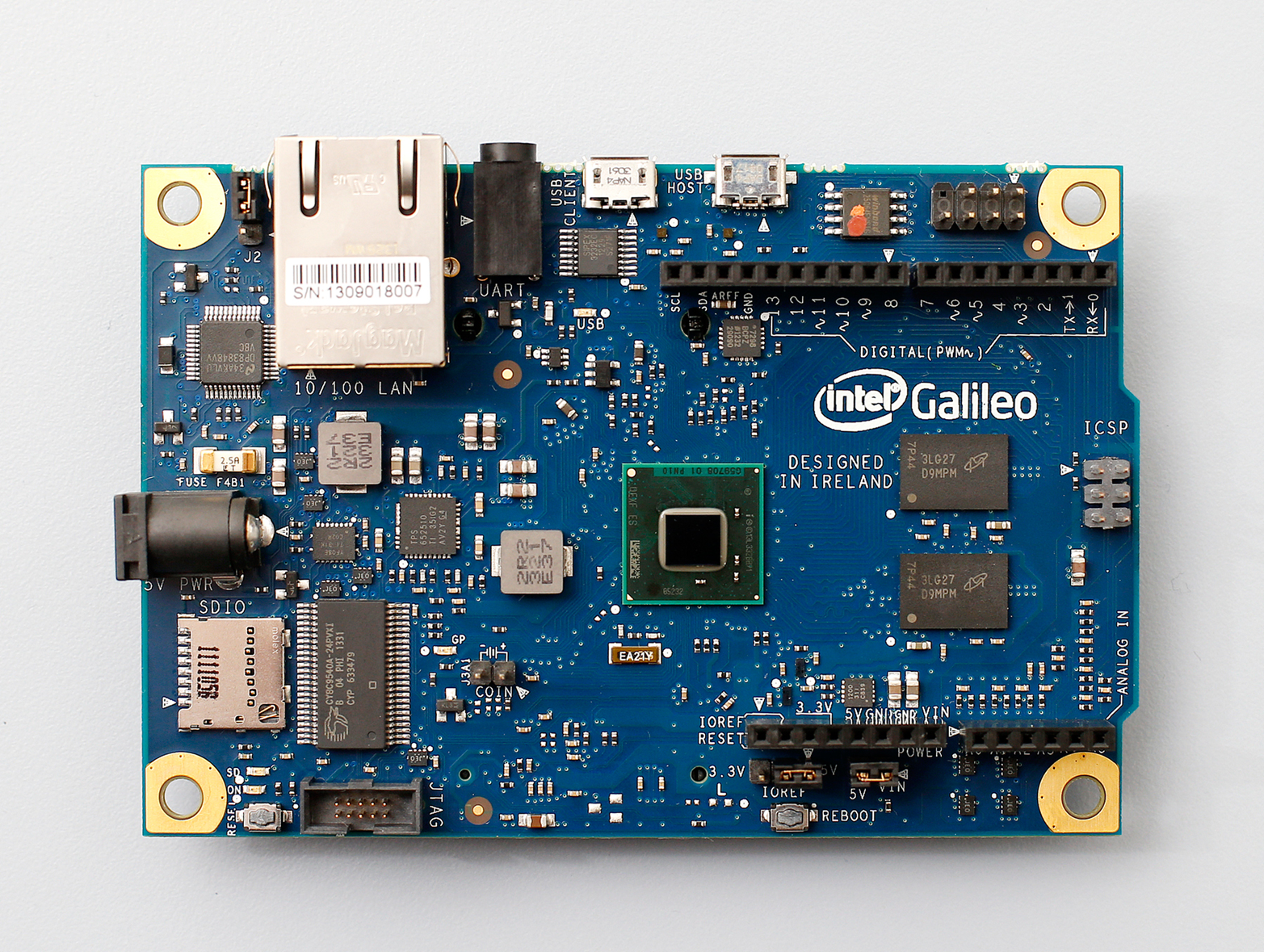 Intel’s Galileo is based on the x86 architecture and supports Arduino hardware expansion cards and software libraries (Photo courtesy Intel)