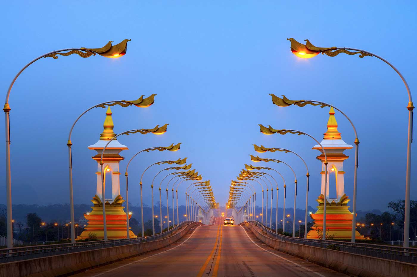 Lights on a bridge