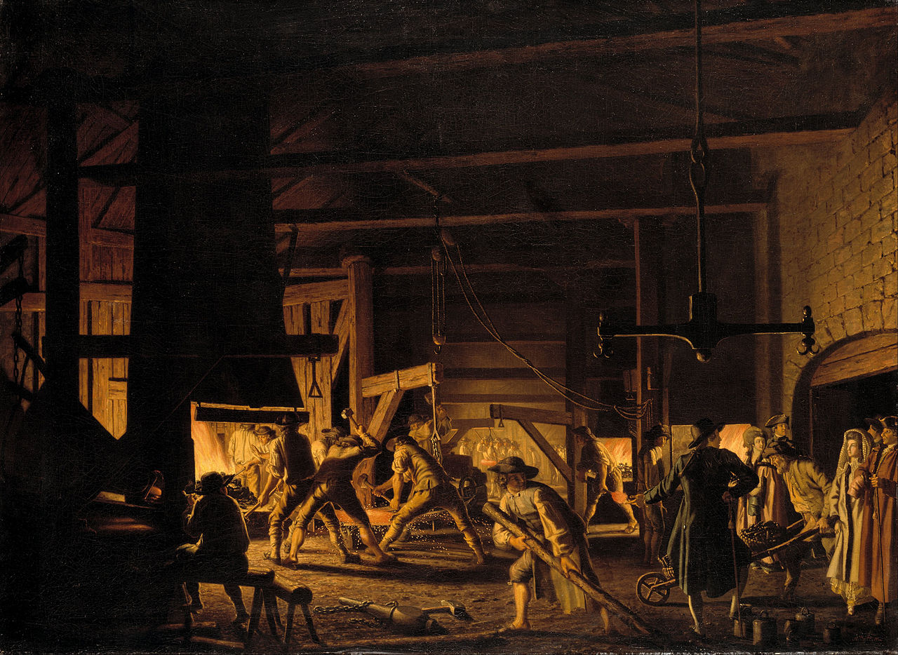 Pehr Hilleström, "In the Anchor-Forge at Söderfors. The Smiths Hard at Work"