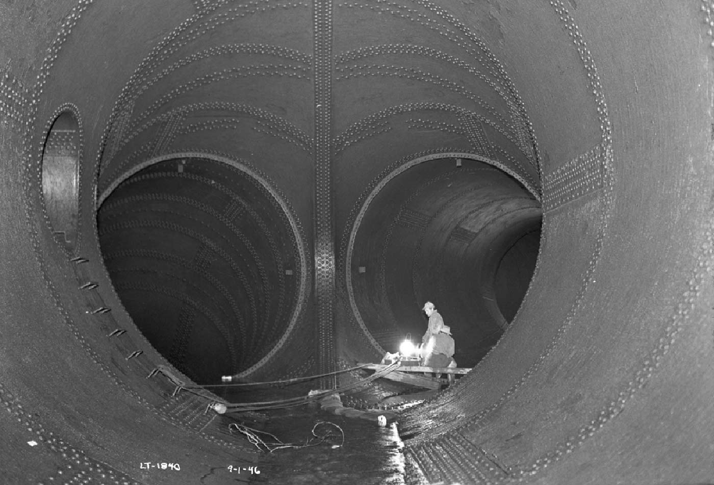 Workers in Diablo tunnel, 1946.