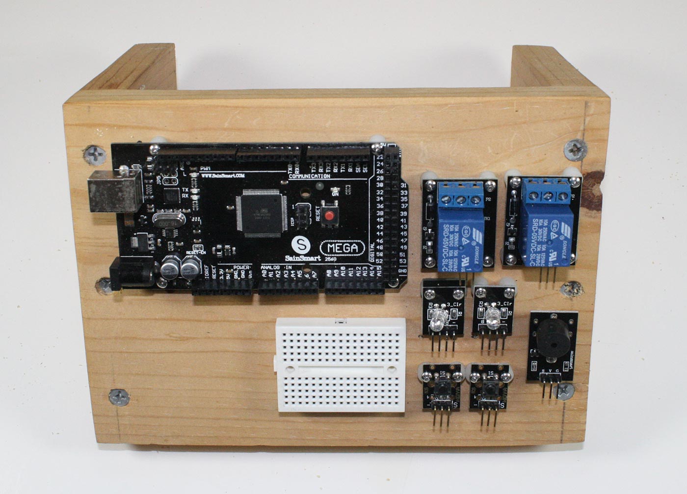 prototype fixture for an Arduino Mega2560 clone PCB