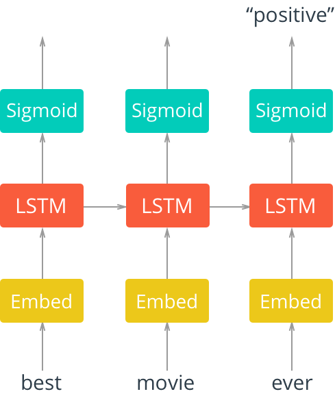Unrolled single-layer LSTM network with embedding layer