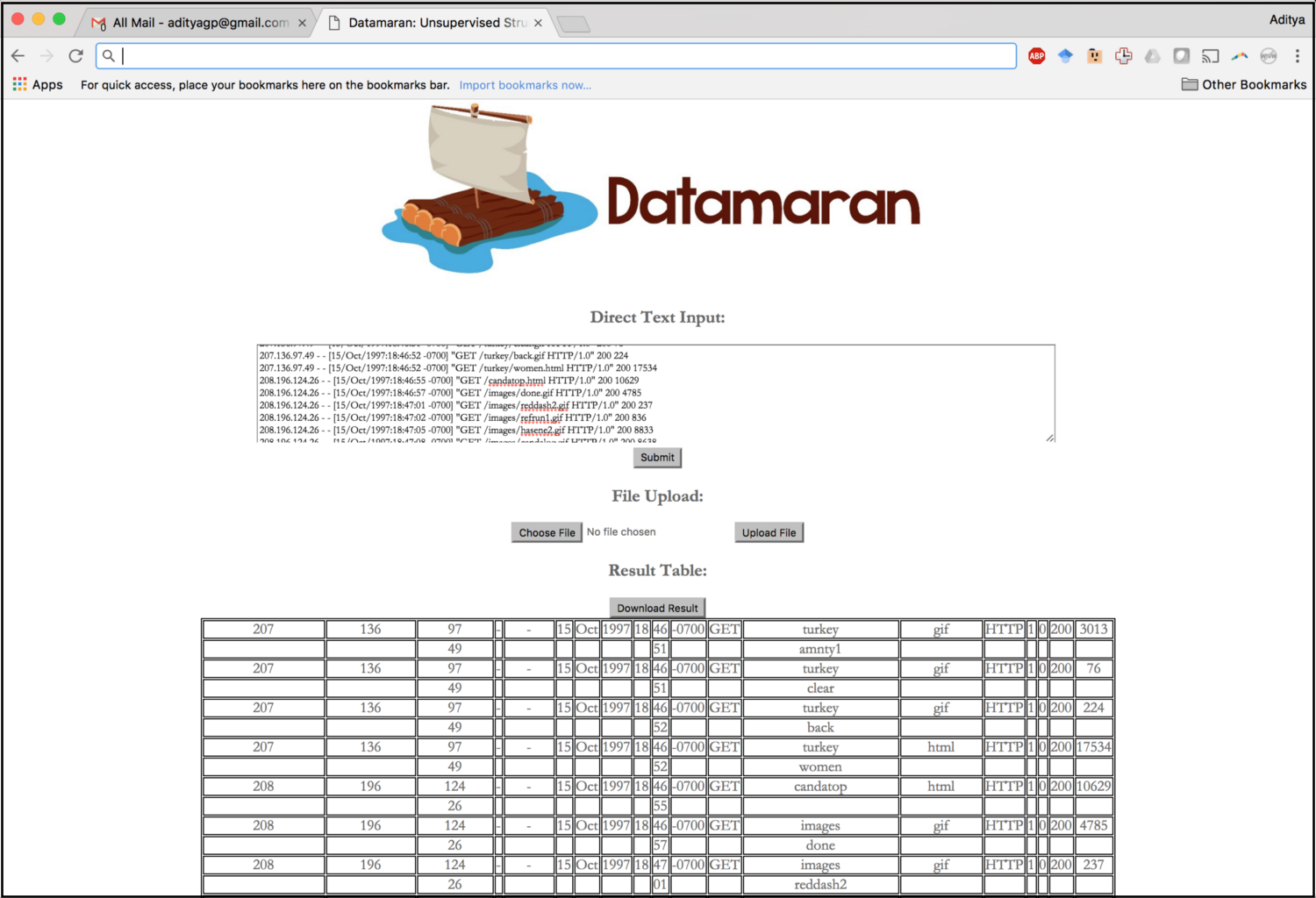 Datamaran screenshot