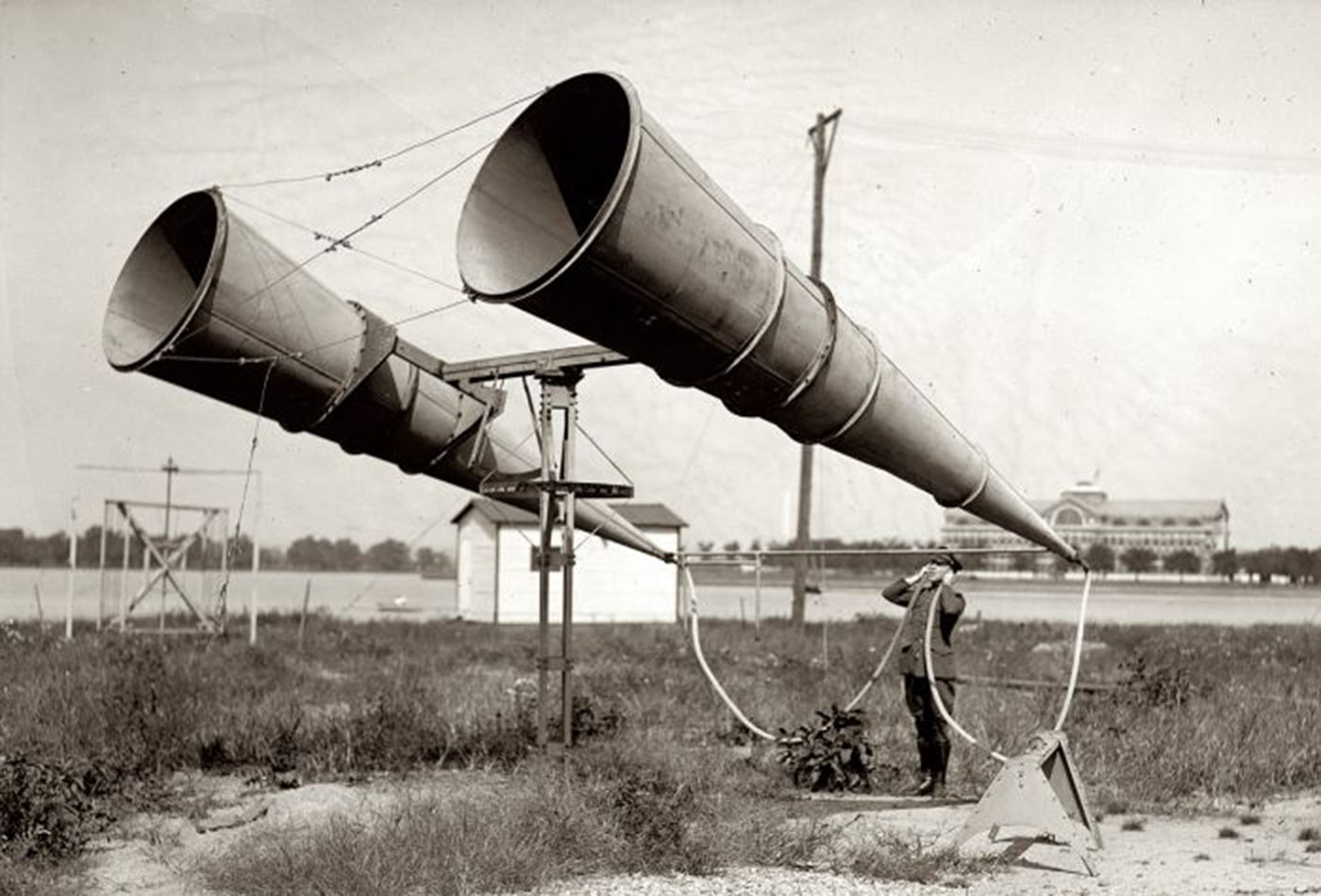 Acoustic aircraft detection apparatus at Bolling Field, 1921.