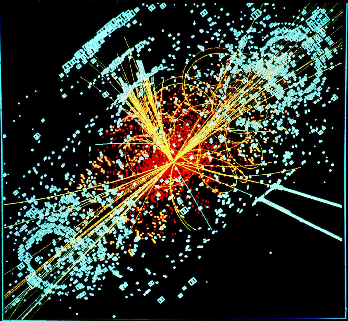 An example of simulated data modeled for the CMS particle detector on the Large Hadron Collider (LHC) at CERN.