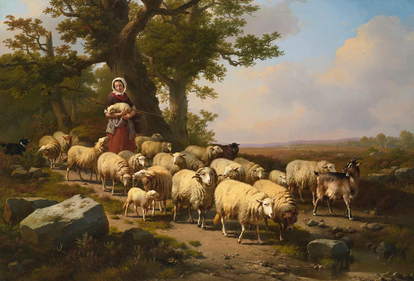 "A Shepherdess with her Flock," Eugène Verboeckhoven, 1871.
