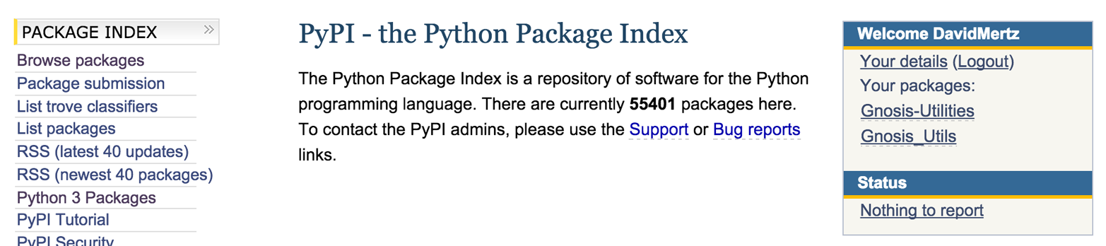 pypi.python.org screen