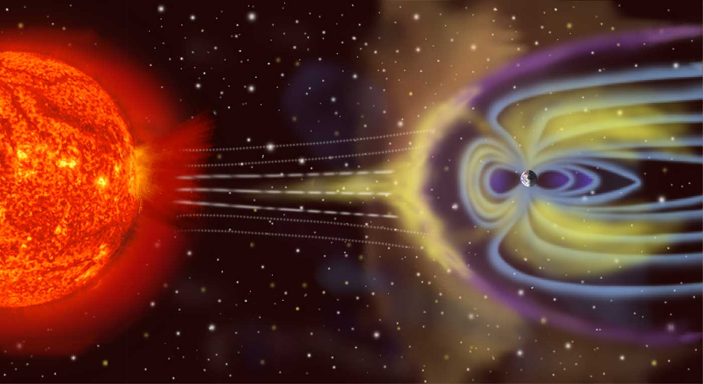 Artist's rendition of Earth's magnetosphere.