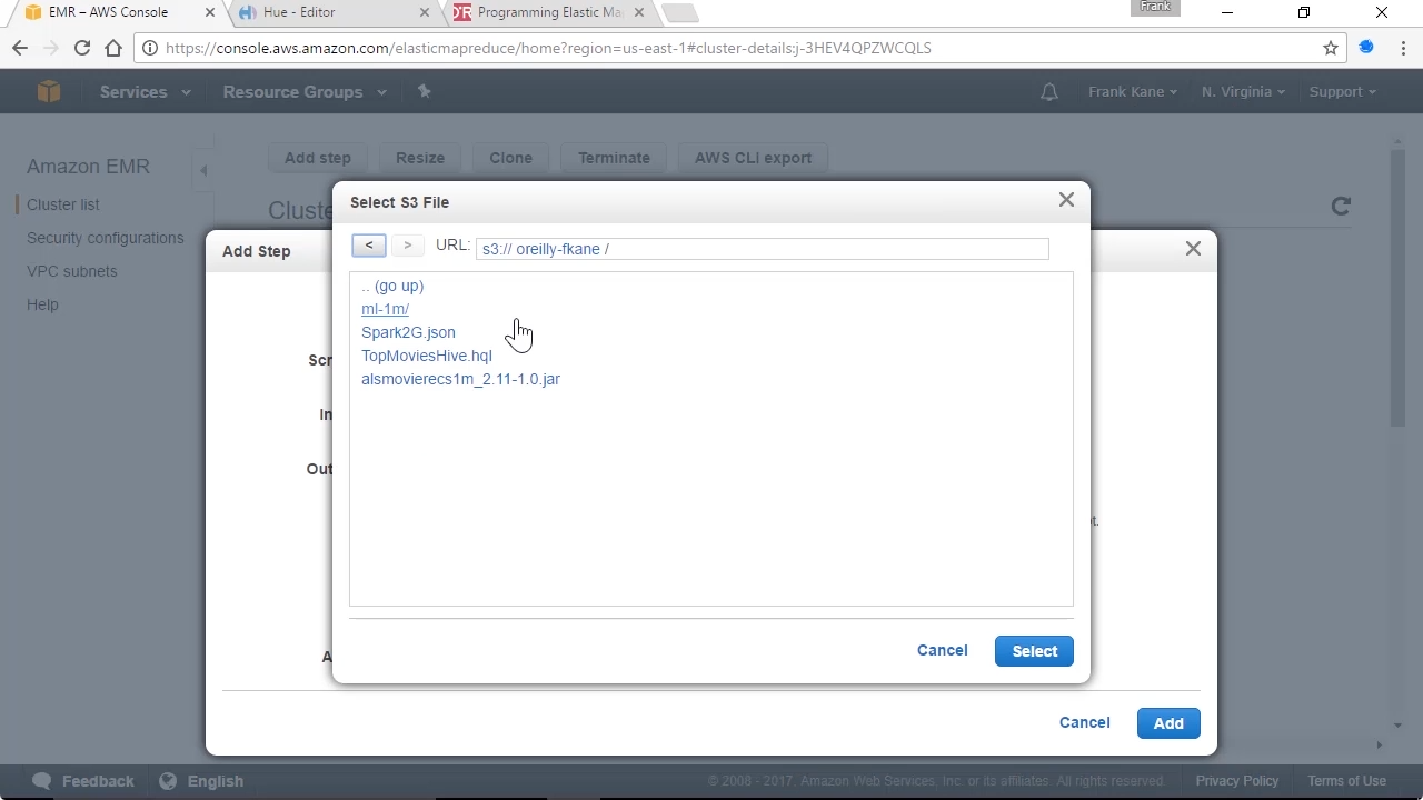 Screen from "How can I run Hive queries on my Amazon Elastic MapReduce (EMR) cluster?"