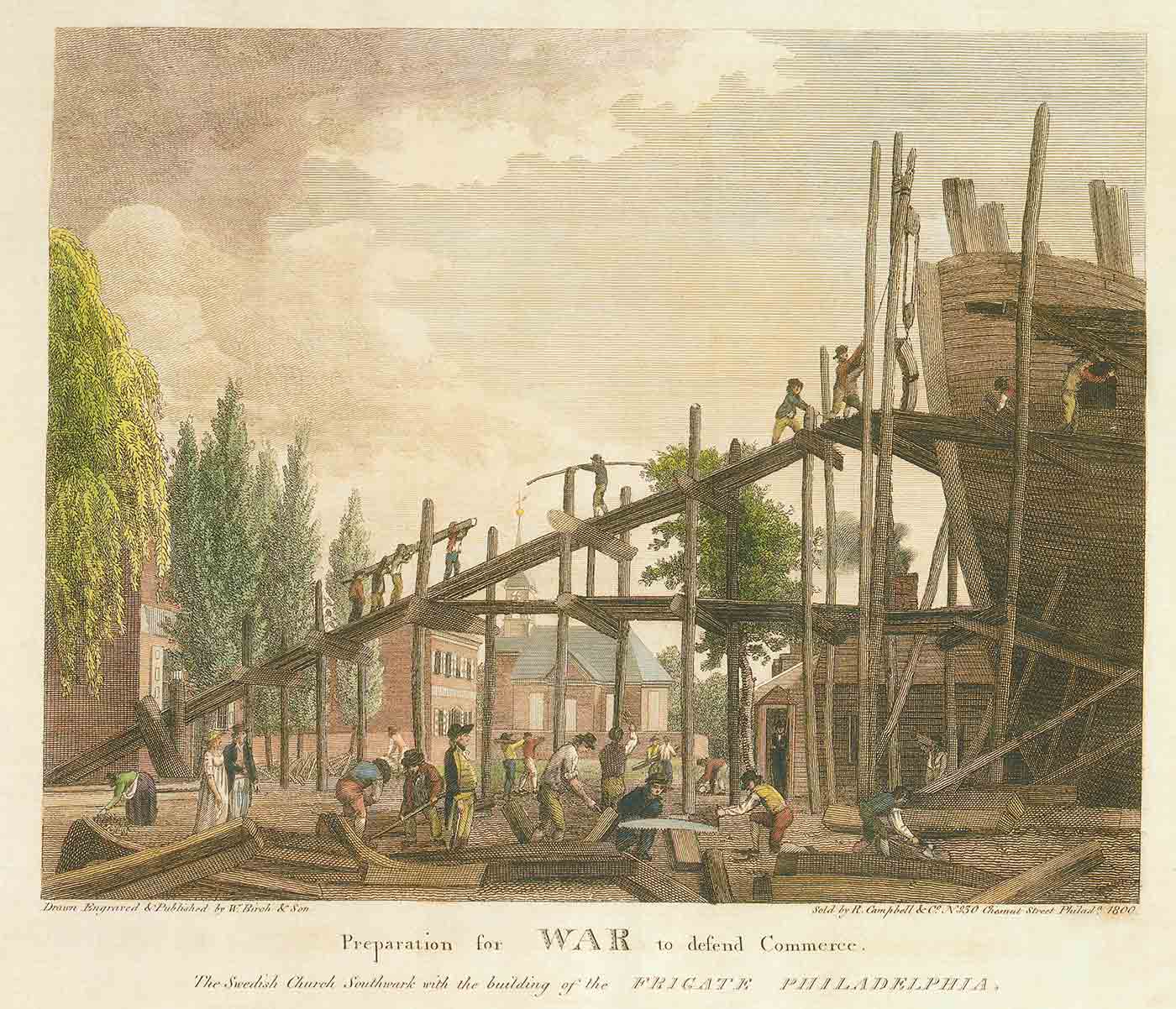 "Preparation for WAR to defend Commerce," Birch's Views of Philadelphia.
