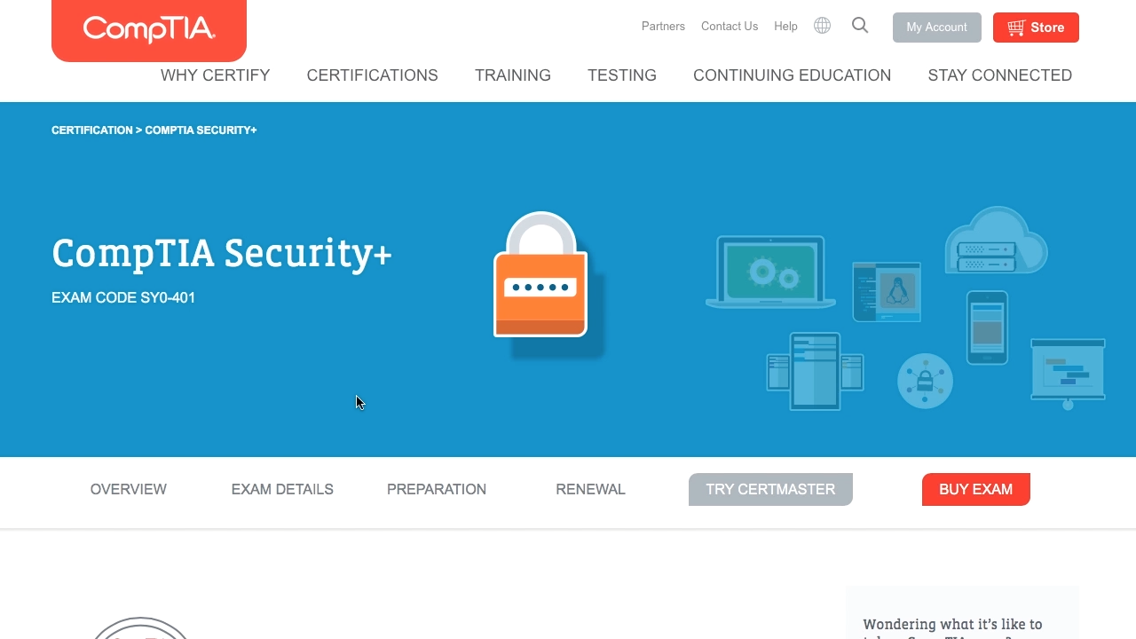 Screen from "What can I do with my Security+ certification?"