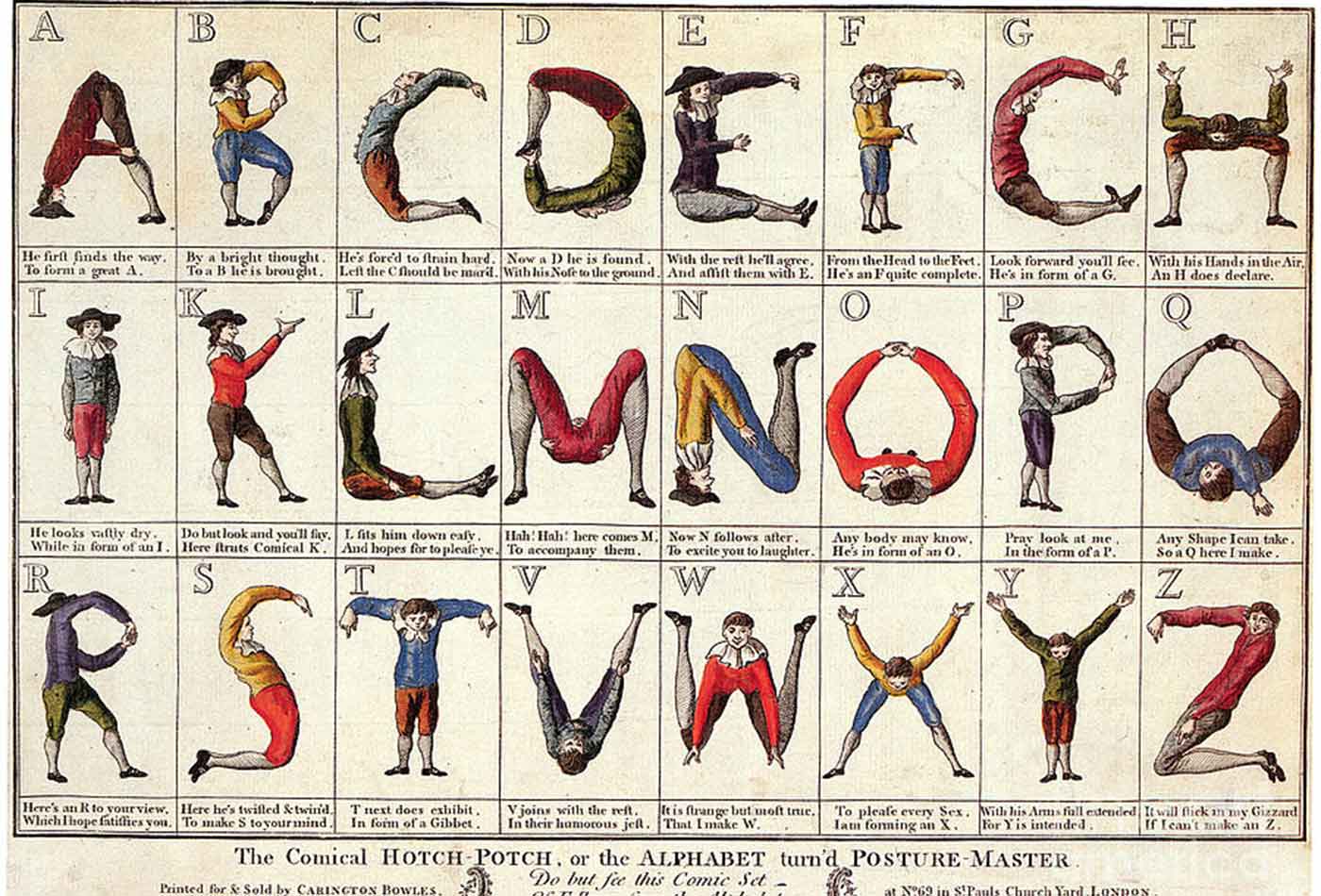 The Comical Hotch Potch, or The Alphabet turn'd Posture-Master, 1782.