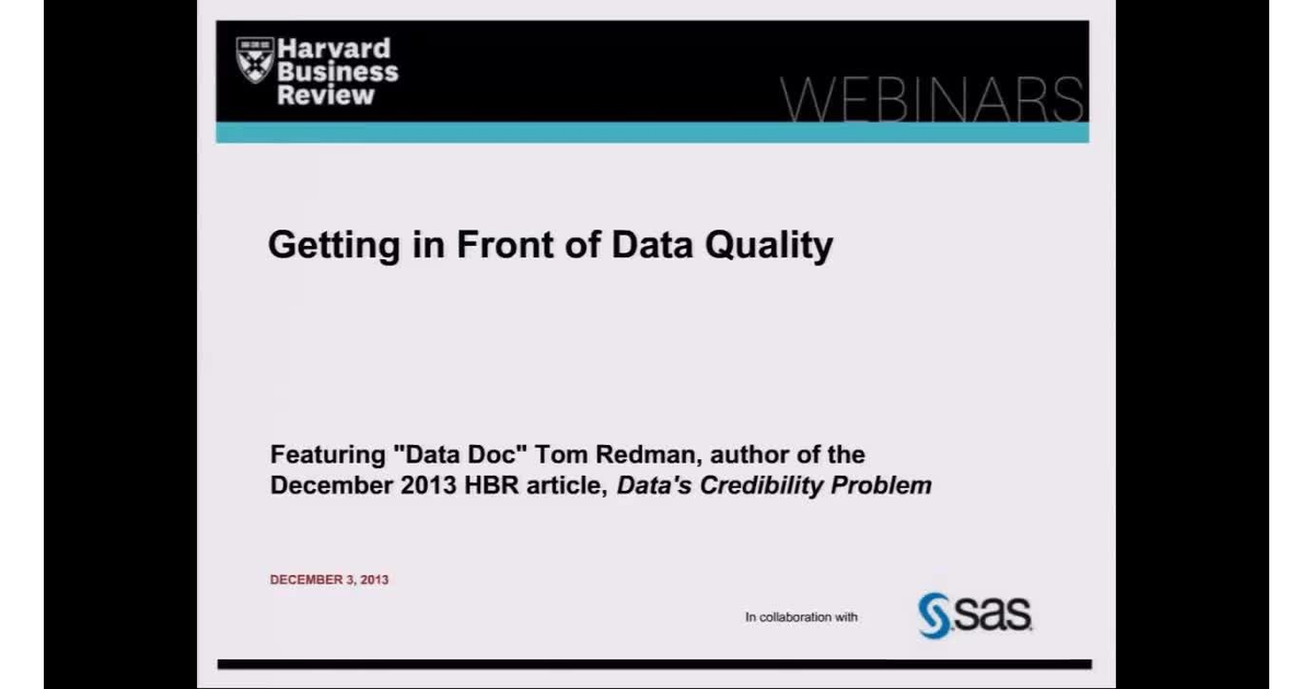 Getting in Front of Data Quality [Video]